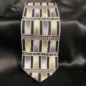 Bruno Piattelli Pure Silk Necktie Gray Black Geometric Patterned Business
